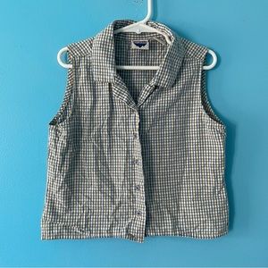 New Legends Gingham Plaid Sleeveless Button Blouse Collar Girls 7